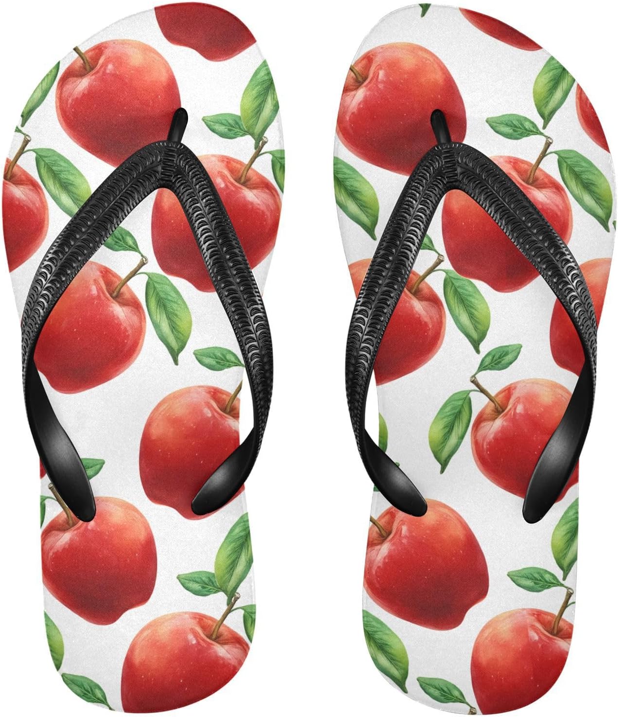

Красные шлепанцы с рисунком фруктовых листьев, пляжные сандалии-вьетнамки, резиновые нескользящие летние тапочки для ходьбы, обувь для женщин и мужчин Sinestour