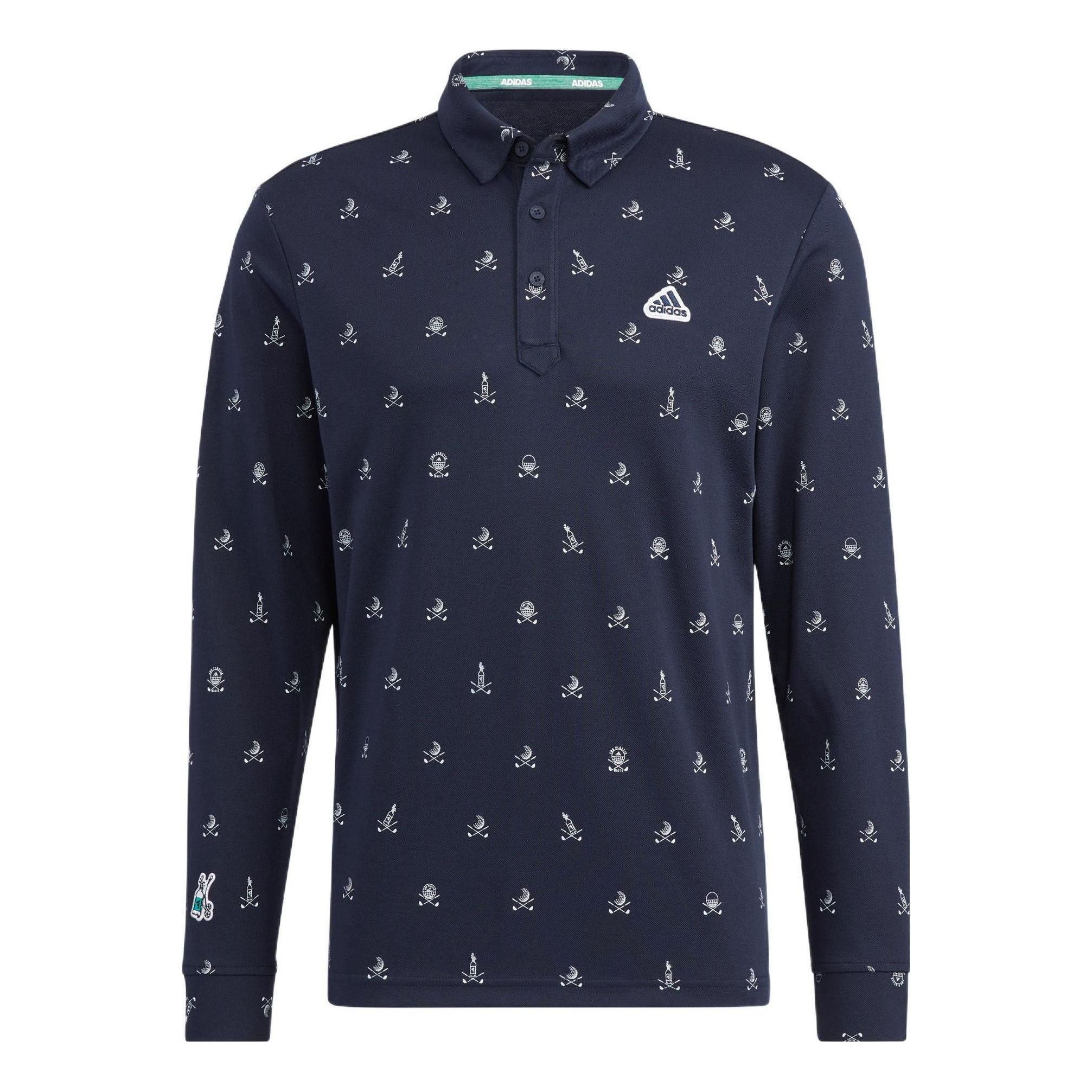 

Рубашка Men's adidas Solid Color Logo Full Print Sports Long Sleeves Dark Blue Shirt