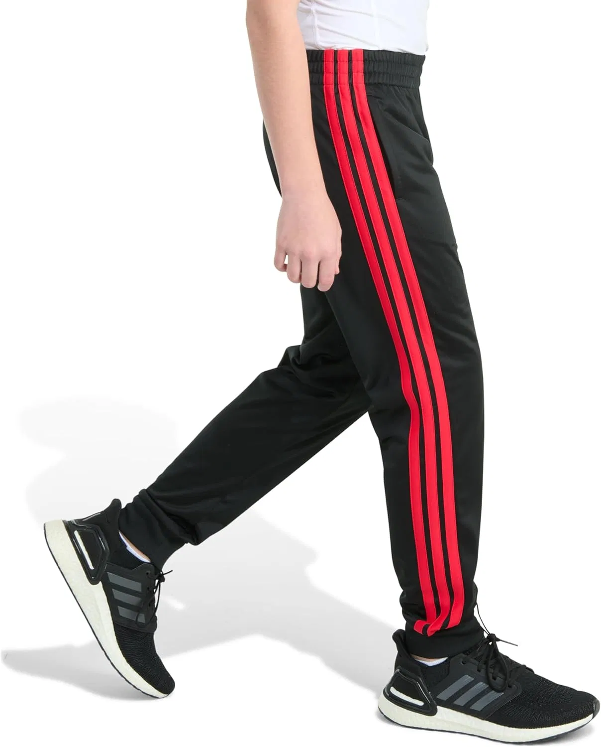 Детские спортивные брюки Adidas Tricot 3-Stripe Jogger, Black With Red — фото 2