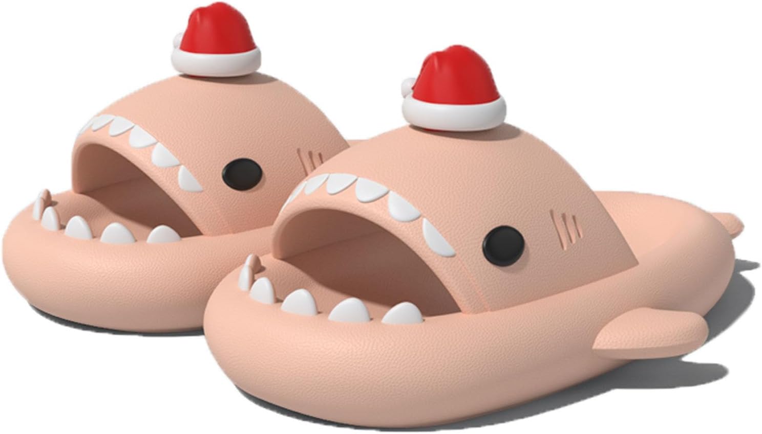 

Рождественские шлепанцы Zureto Shark, сандалии Cloud Shark 3D с рождественским мультяшным акулой для женщин и мужчин, розовый