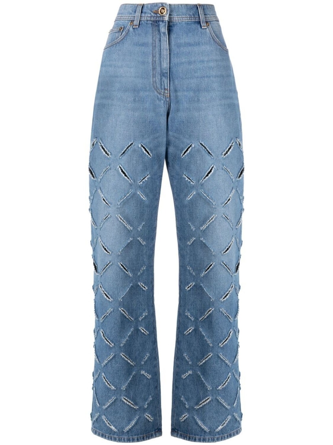 

Versace прямые джинсы с прорезями, синий