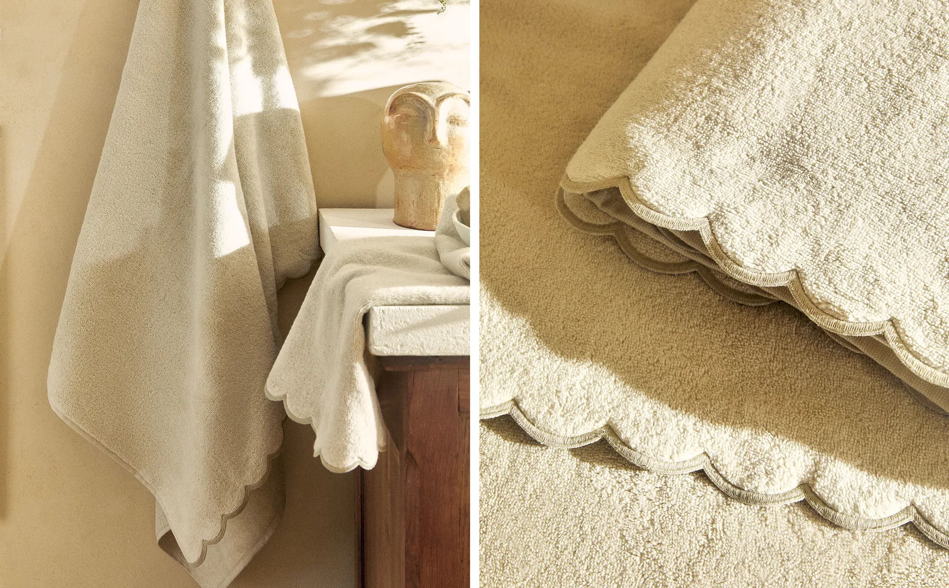 

Хлопковое банное полотенце с зубцами Zara Home, хаки