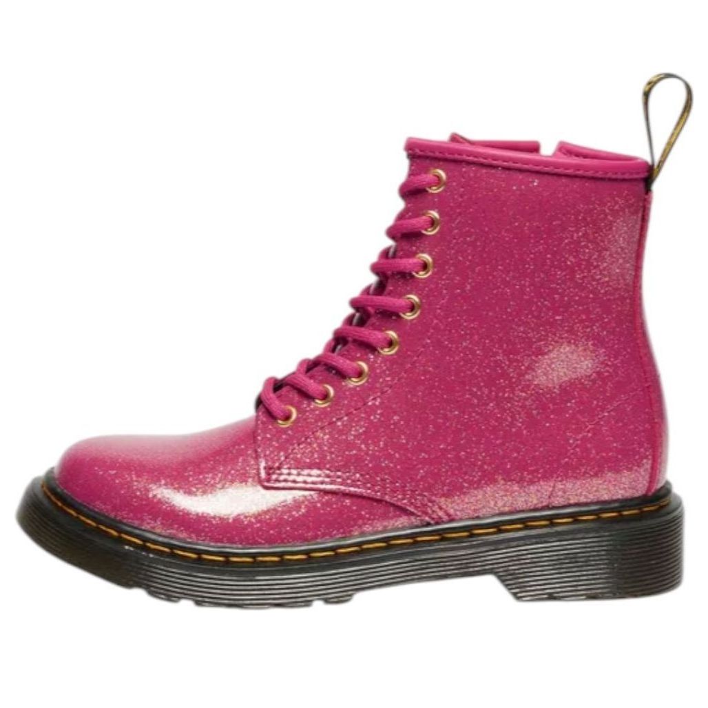 

(GS) Ботинки Dr. Martens 1460 из лакированной кожи с блестками, цвет «Фуксия, серебро, золото»