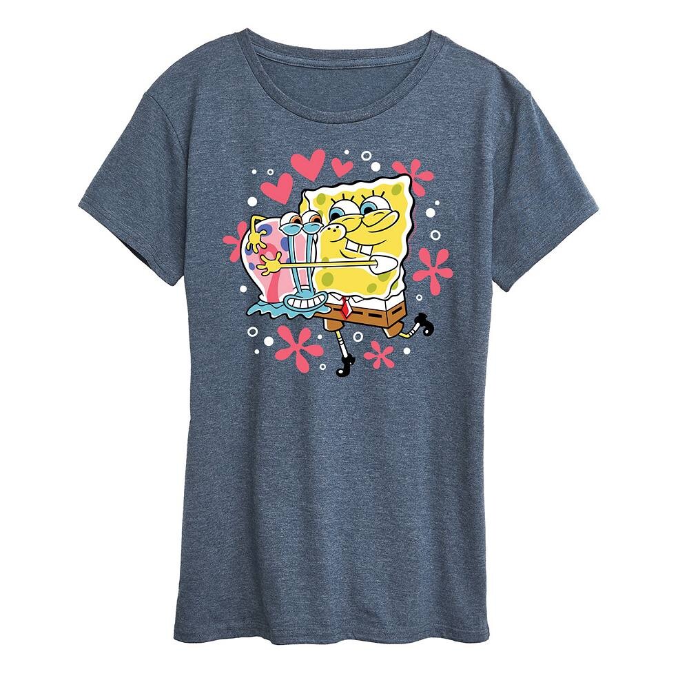 

Женская футболка с рисунком Spongebob Squarepants Gary Hug Licensed Character, цвет Heather Blue