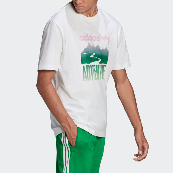Футболка originals adv mount tee retro pattern sports short sleeve white Adidas, белый — фото 4