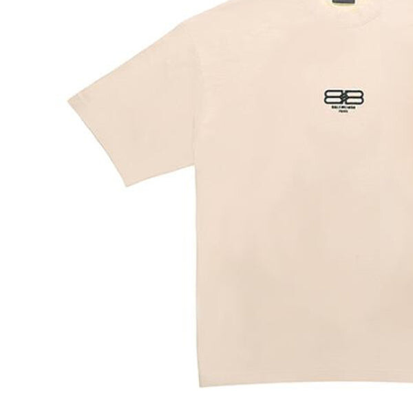 Футболка bb paris icon t-shirt medium fit 'beige black' Balenciaga, бежевый — фото 4