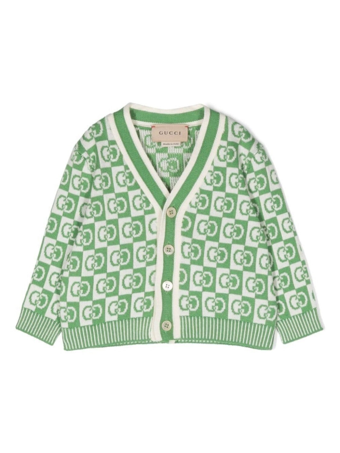 

Gucci Kids кардиган в клетку с логотипом Interlocking G, зеленый