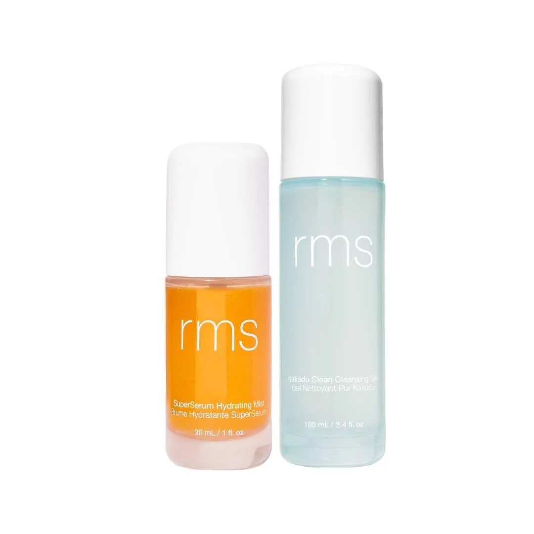 RMS Beauty SuperSerum Hydrating Mist - Спрей-мист для лица, Увлажняющая сыворотка-мист для лица и Kakadu Clean Cleansing Gel - Гель-пенка без силикона для мягкого очищения лица