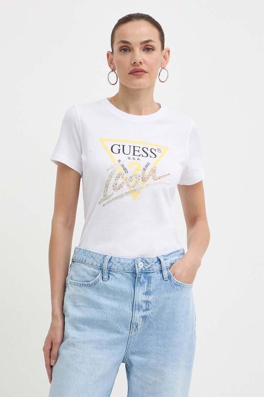 

Хлопковая футболка Guess, белый