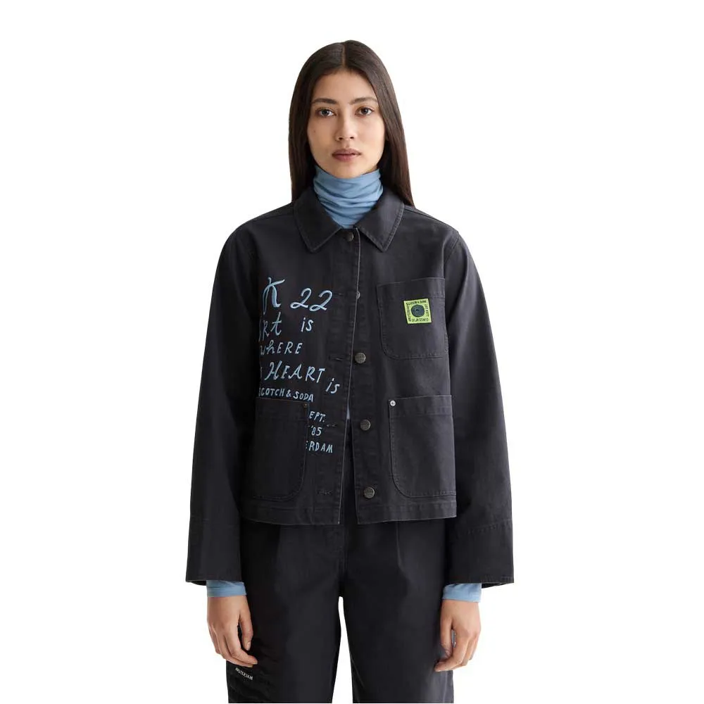 

Куртка Scotch & Soda Washed Workwear denim, серый