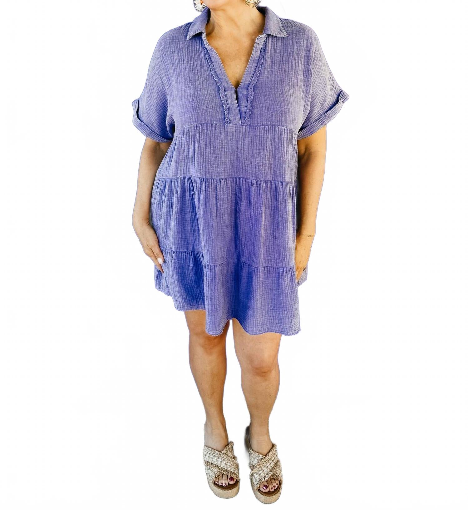 

Многоярусное платье Tessa Mineral Washed фиолетового цвета Umgee, фиолетовый