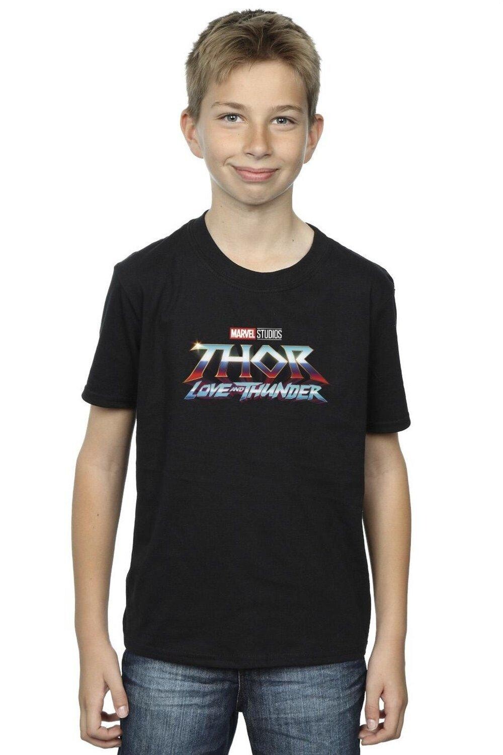 

Футболка с логотипом Thor Love And Thunder Marvel, черный