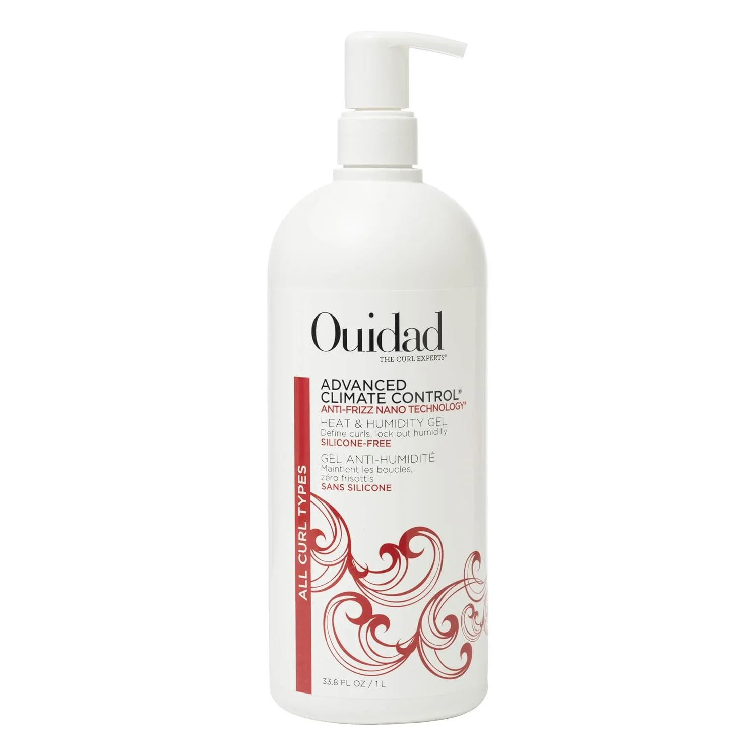 Ouidad Advanced Climate Control Heat & Humidity Gel для вьющихся волос - гель для укладки без липкости с мягкой фиксацией, борется с пушистостью и удерживает влагу для четких локонов, для всех типов кудрей, без сульфатов и силиконов 958.23 г (1...