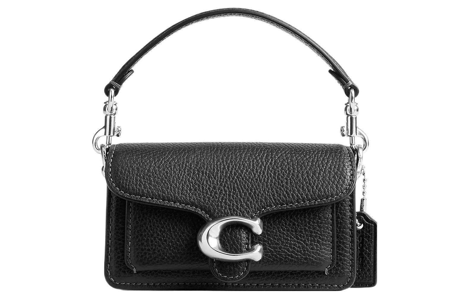

COACH Кожаная сумка-портфель через плечо миниатюрная женская черная
