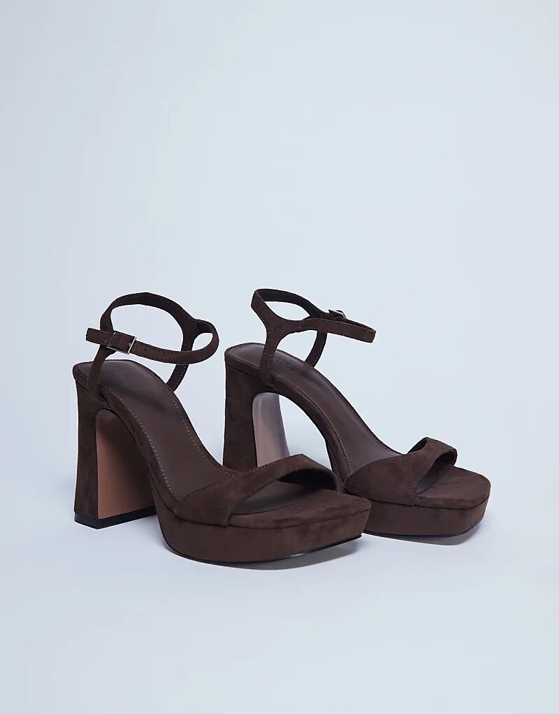 Босоножки Topshop Faye на массивной платформе и каблуке шоколадного цвета