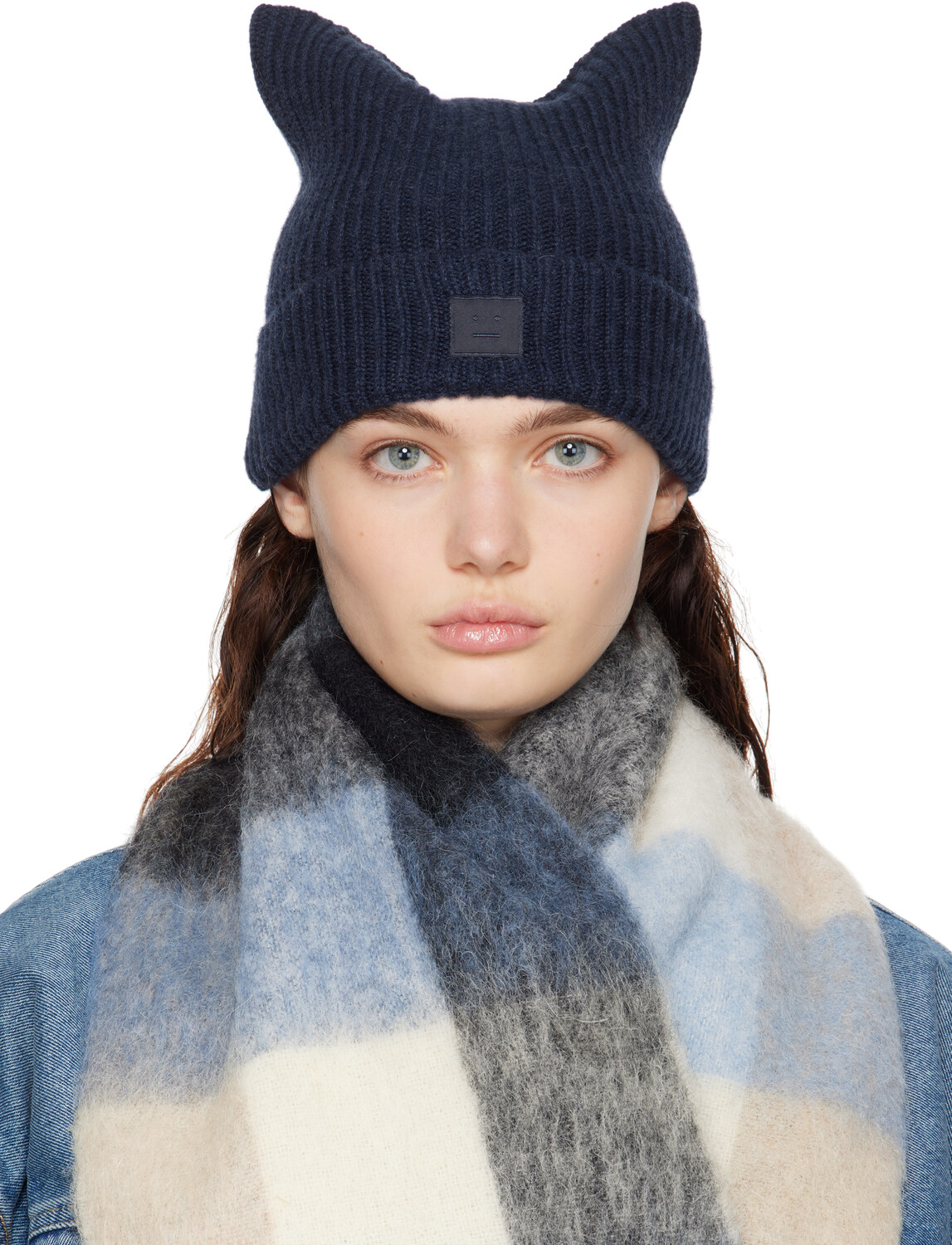 

Квадратная шапка с логотипом Navy Face Acne Studios, Navy melange