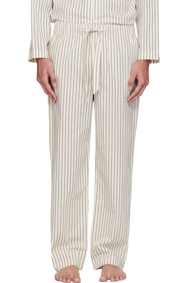 

Tekla Пижамные штаны из поплина цвета слоновой кости и коричневого оттенка