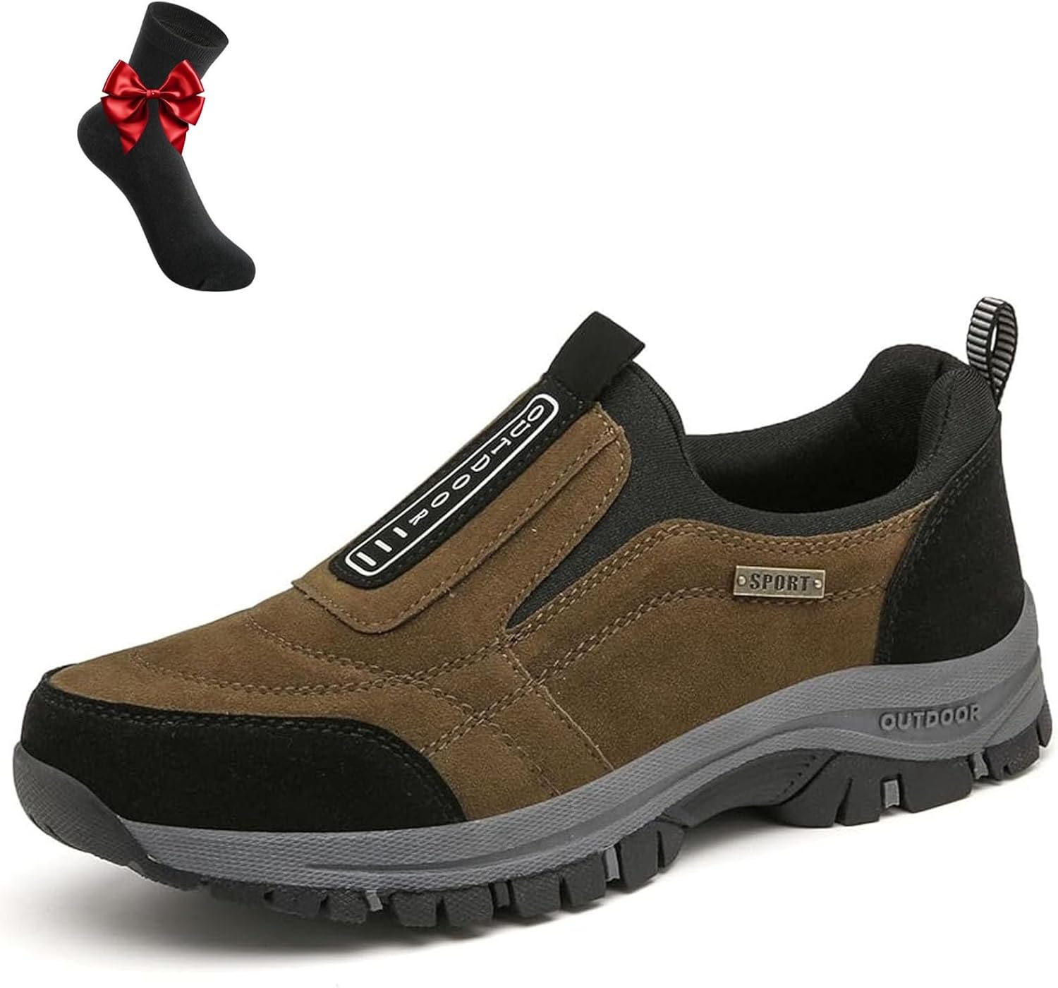 

Мужские удобные водонепроницаемые дышащие ортопедические прогулочные туфли, ортопедические прогулочные туфли слипоны для походов для мужчин Generic, хаки