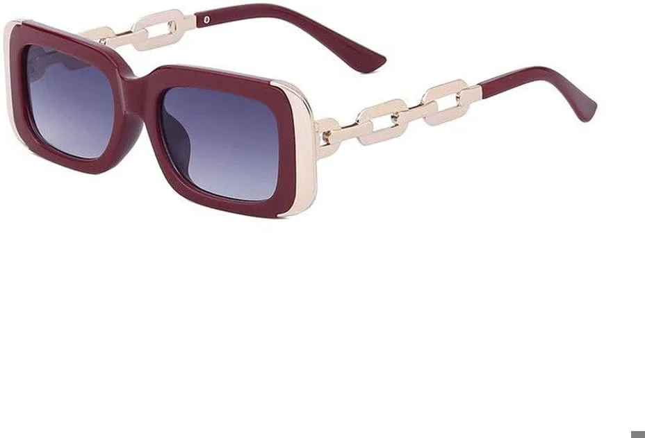 

Модные прямоугольные солнцезащитные очки для женщин, роскошные прямоугольные солнцезащитные очки для женщин, дужки с цепочкой, SUN3854 Generic, C10redgray