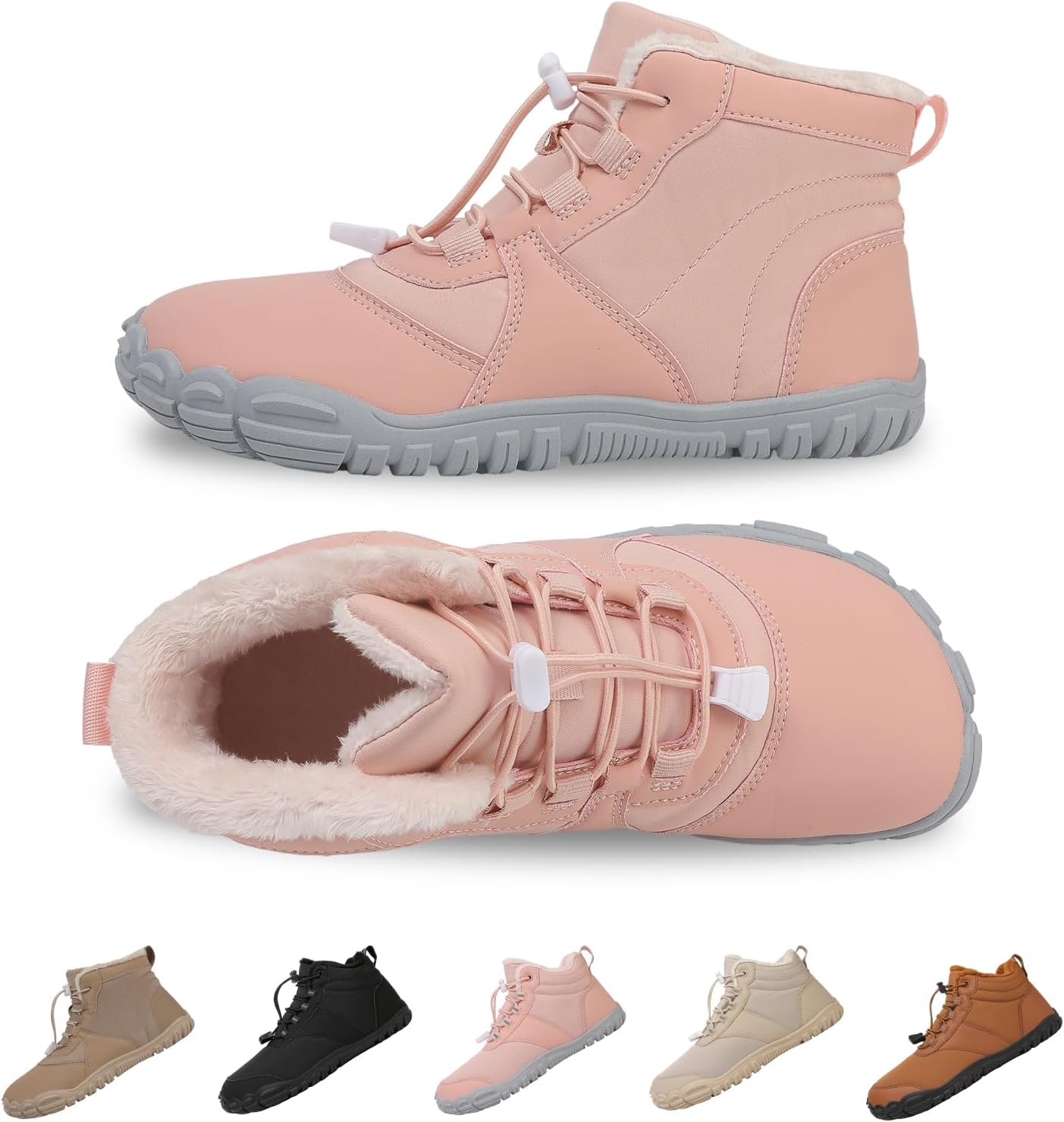 

Зимние походные ботинки SIOSNETA, теплые ботинки на снег с нулевым перепадом, на легком слипе, минималистичные теплые ботинки, нескользящие снегоступы, широкие ботинки для женщин и мужчин, розовый