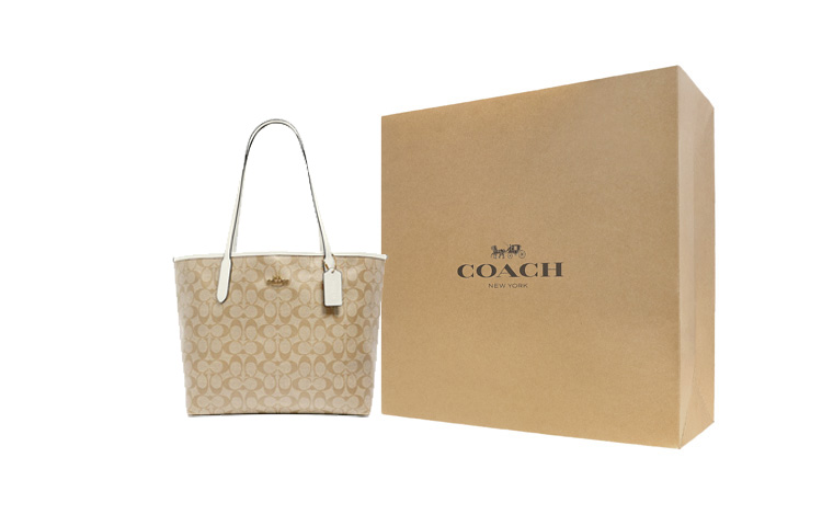 

COACH Городская монограмма Сумка-тоут из холста Женская Хаки Белый