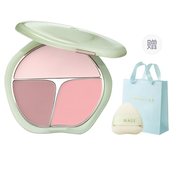 

TIMAGE Contested Green Flow Jade Tricolor Blush Palette Setting, легко растушевывается, для контуринга