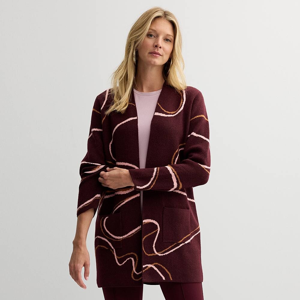 

Женское пальто с чистым воротником Nine West, цвет Plum Simple Swirl