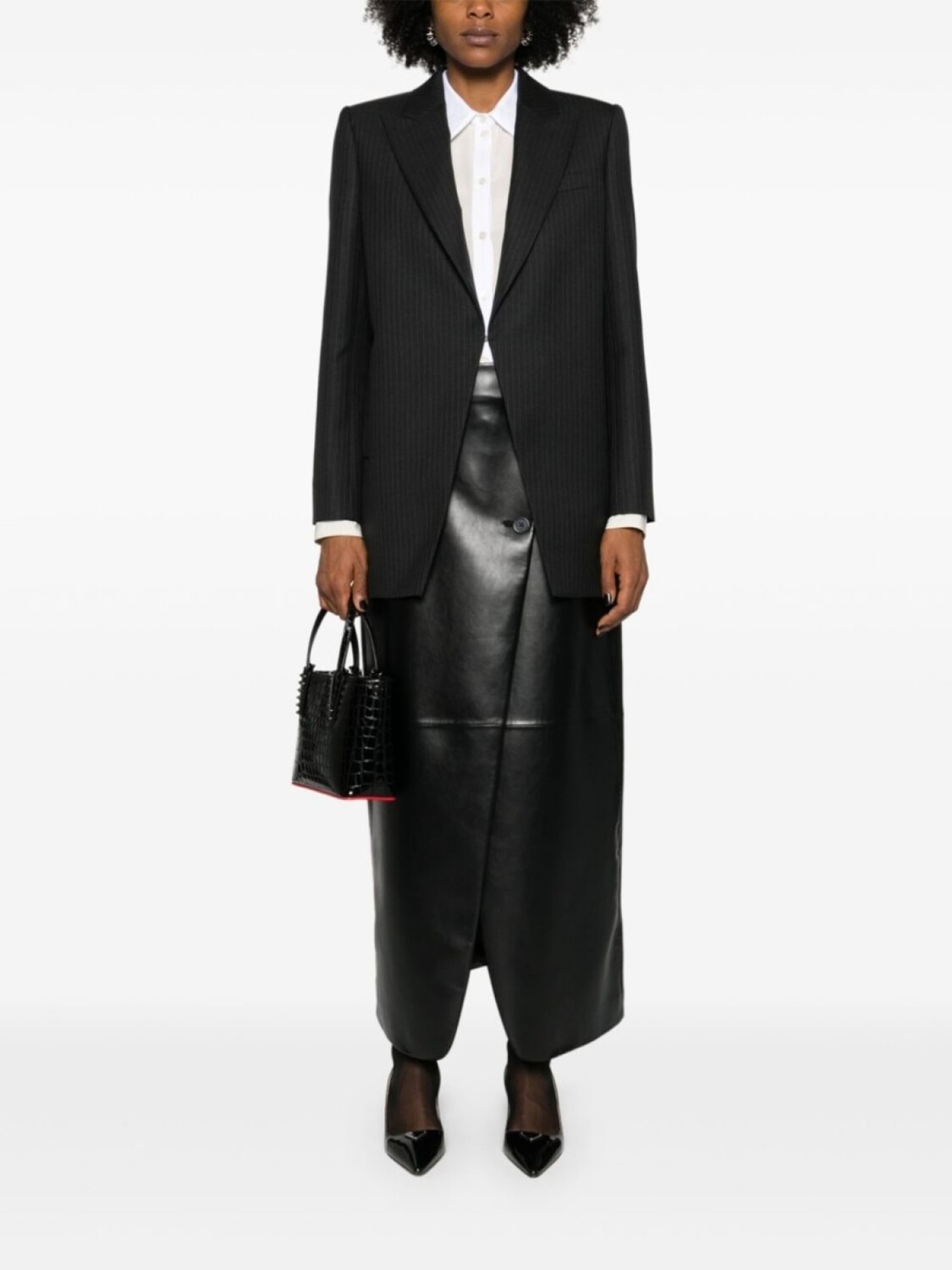 

Alexander McQueen блейзер в тонкую полоску, серый