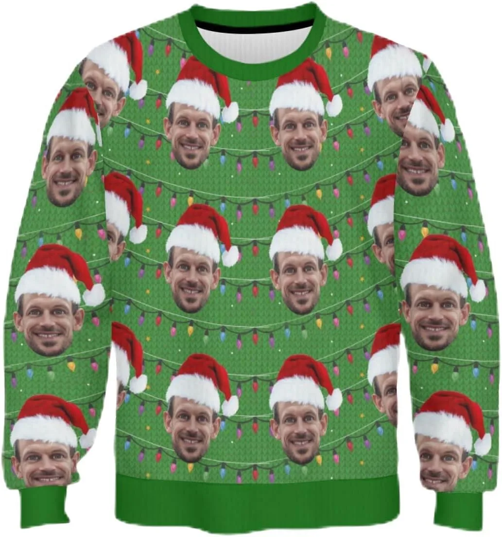 

Индивидуальный свитер с лицом на Рождество для женщин и мужчин