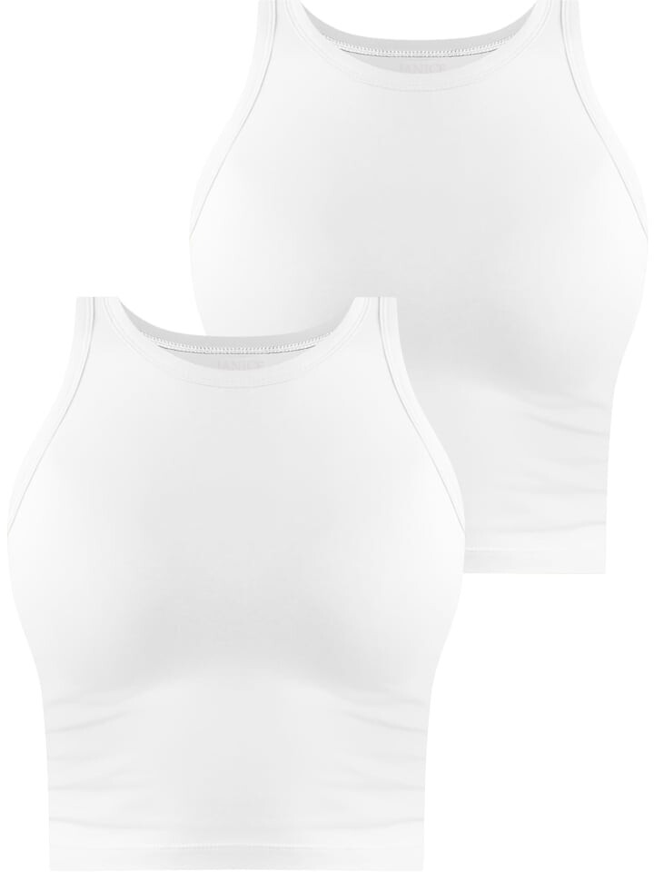 

Топ Janice 2 x Damen crop hochgeschlossen Niah, белый