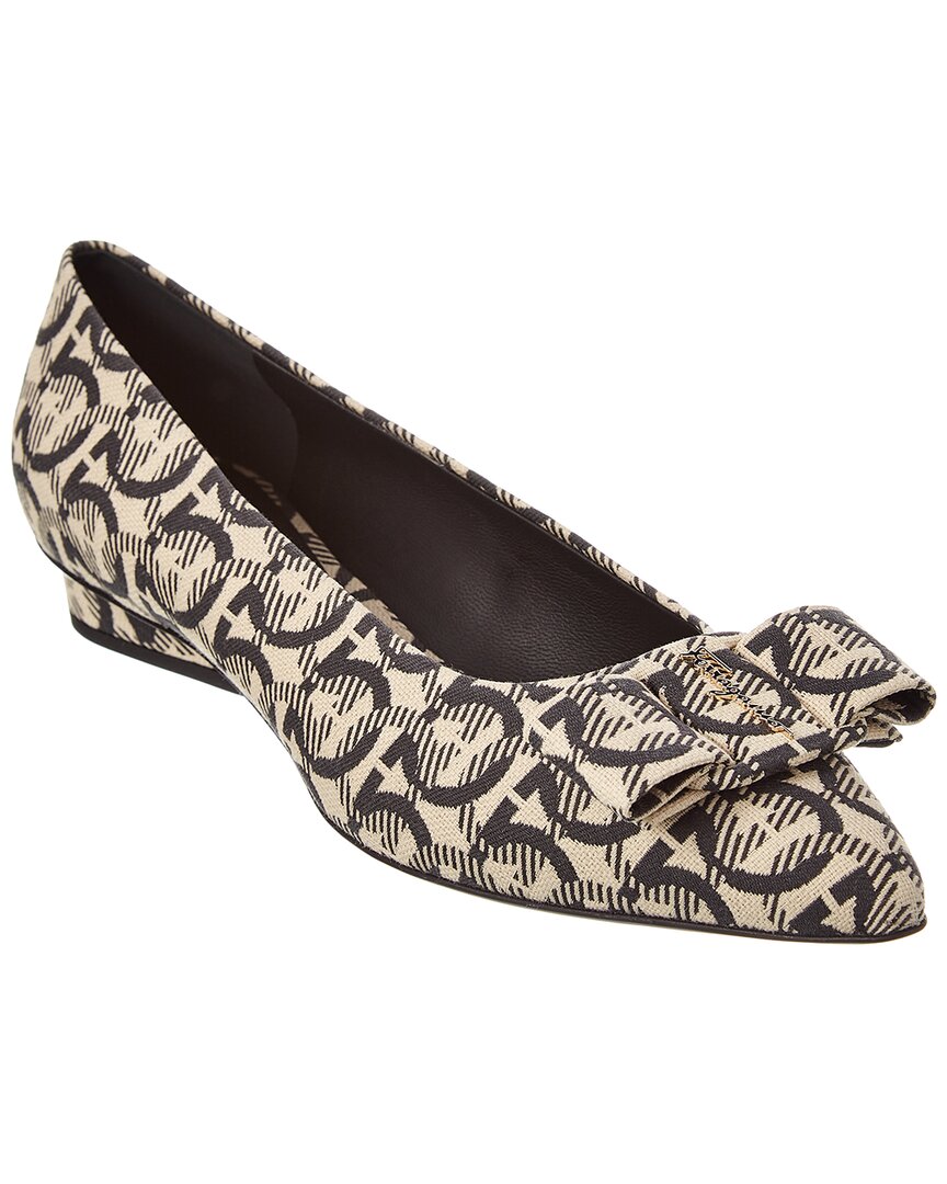 Ferragamo Viva Gancini балетки из ткани Salvatore Ferragamo, бежевый