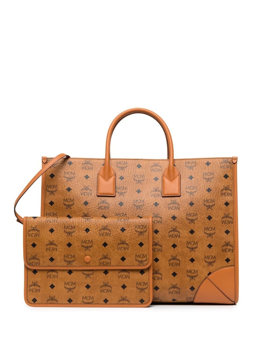 

MCM сумка-тоут с узором Visetos, коричневый