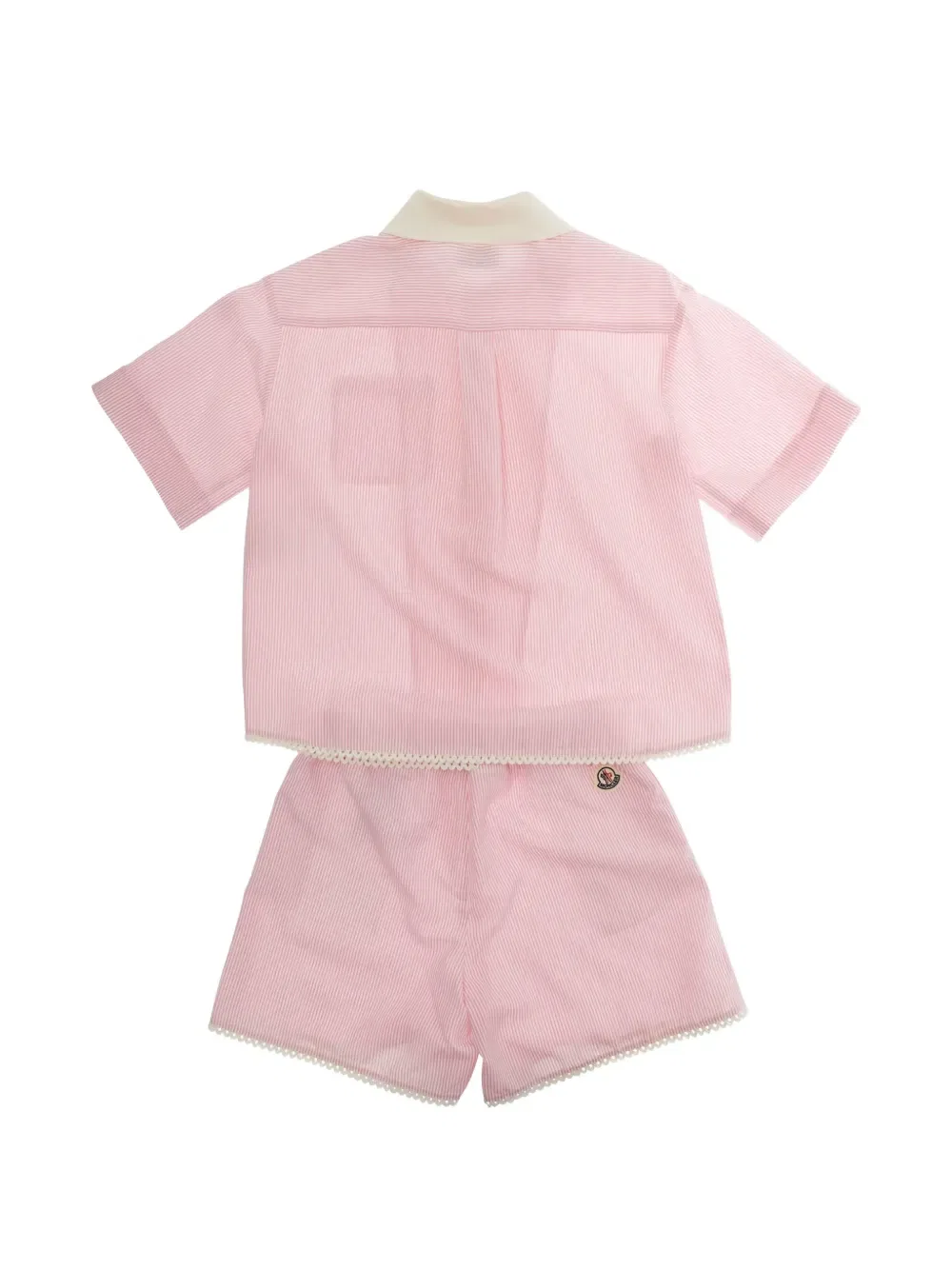 Комплект из полосатых шорт с кружевной отделкой Moncler Enfant, розовый — фото 2