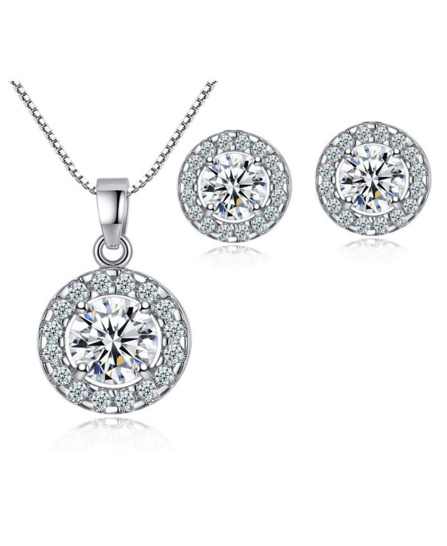

Колье с кубическим цирконием и серьги-нимб с кубическим цирконием Hollywood Sensation, Silver