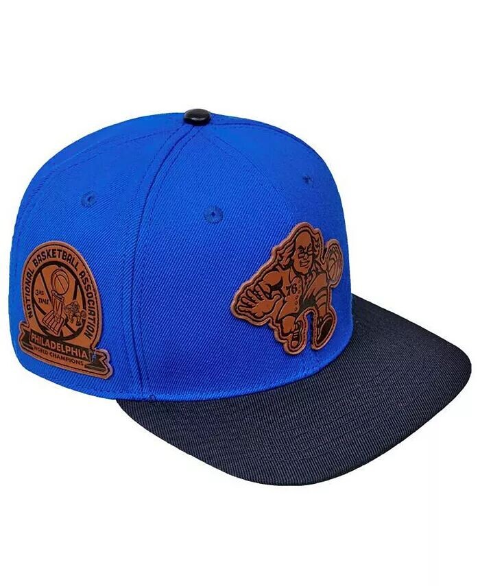 

Мужская королевская черная шляпа Philadelphia 76ers Heritage с кожаной нашивкой Snapback Pro Standard