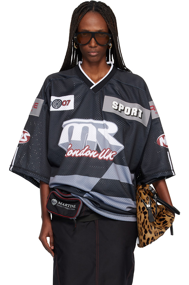 

Martine Rose Серая хоккейная футболка оверсайз