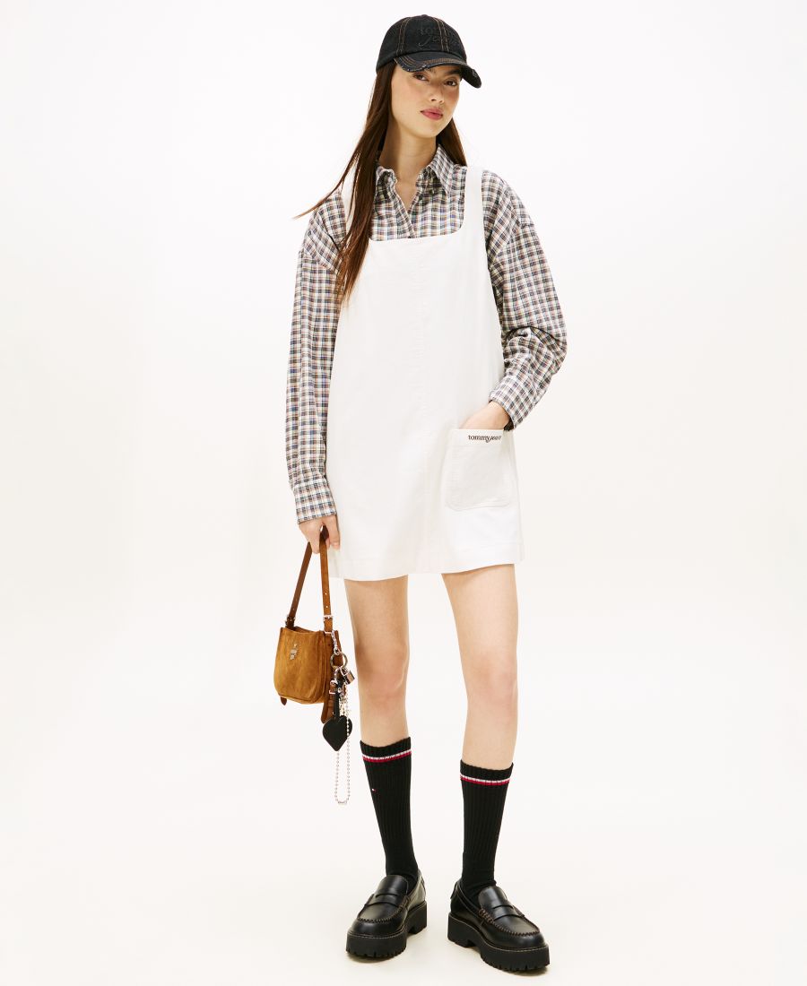 

Женское вельветовое платье-сарафан с вырезом-лодочкой Tommy Jeans, Ancient White