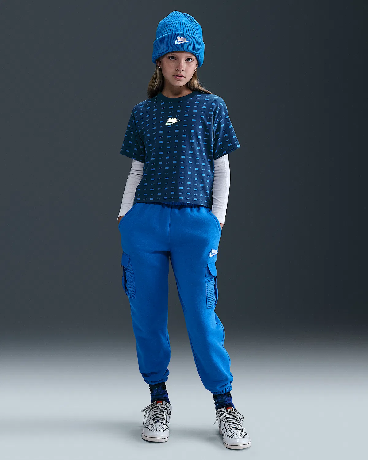 Детская укороченная футболка Nike x LEGO® Collection, Brave Blue — фото 4