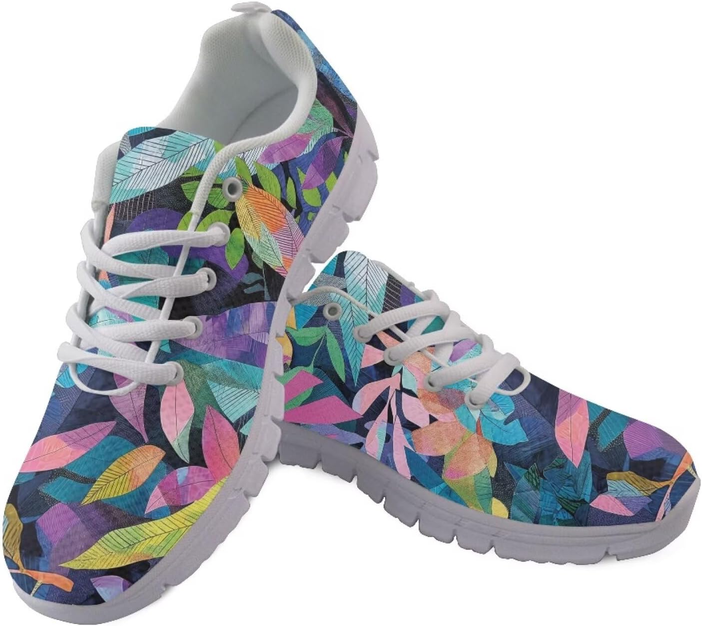 

Кроссовки GIFTPUZZ с дышащей сеткой для взрослых - легкая межподошва EVA с противоскользящей подошвой, для занятий в спортзале и путешествий, Hawaiian Leaf