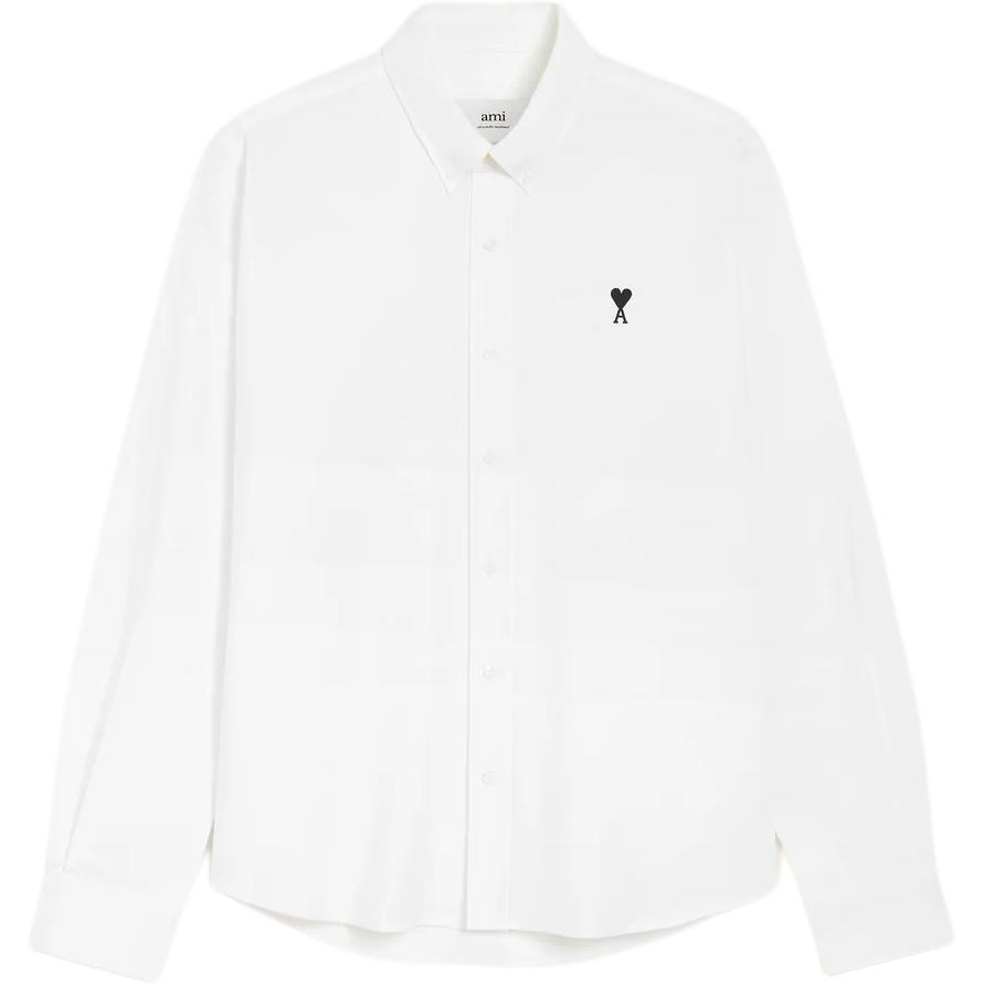 

Ami Paris Ami De Coeur логотип вышитая рубашка на пуговицах AMIPARIS, белый