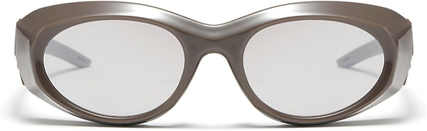 

Ретро овальные солнцезащитные очки для женщин, модные черные и серебристые солнцезащитные очки, модные мужские солнцезащитные очки, женские панк-солнцезащитные очки mincl, Brown Silver