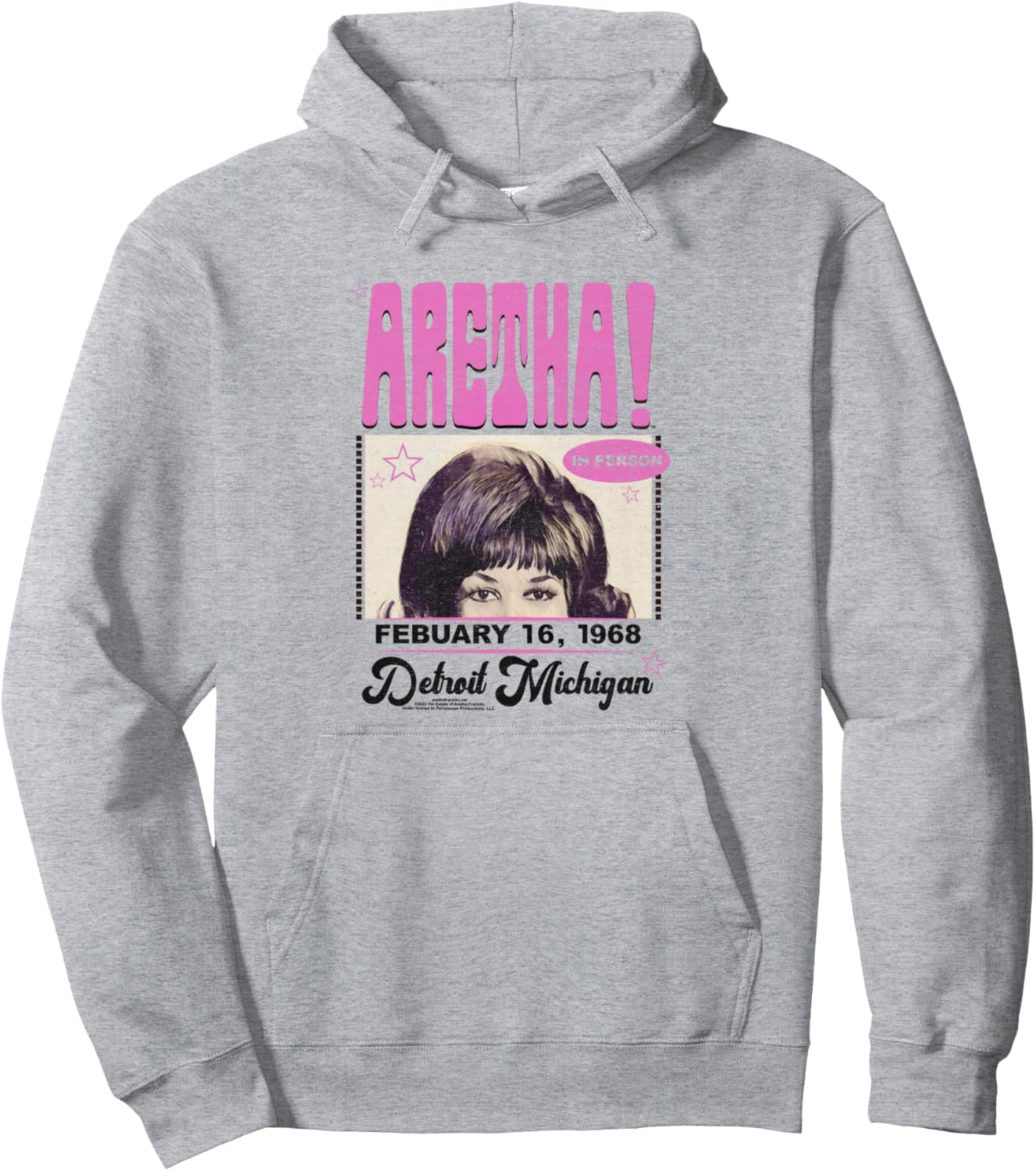 

Худи с изображением Ареты Франклин из Детройта Popfunk, серый