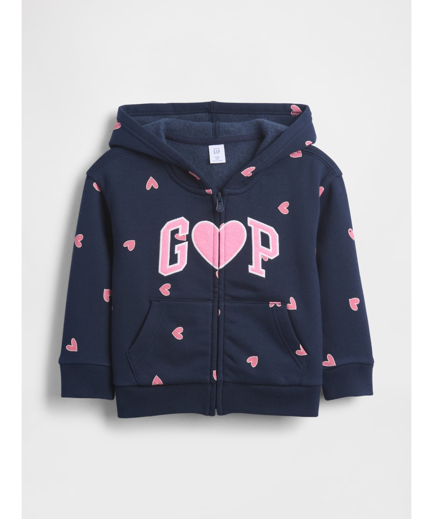(K)babyGap Свободный крой, худи на молнии с логотипом GAP, NAVY_HEARTS