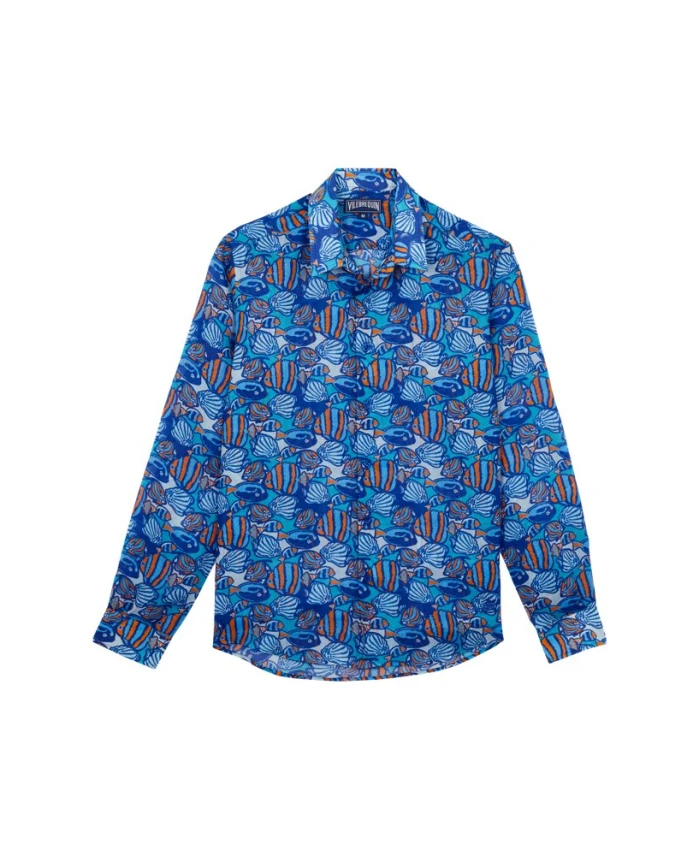 

Мужская футболка из рами с рисунком "Рыбные мотивы" Vilebrequin, мультиколор