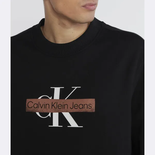 Толстовка обычного кроя с монологом и трафаретом Calvin Klein, черный — фото 4