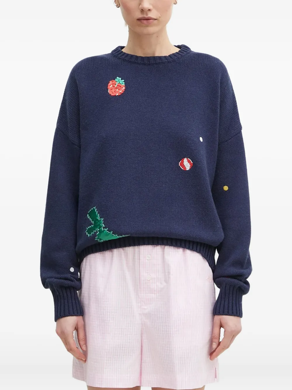 

Вязаный свитер с динозавром Fiorucci, синий