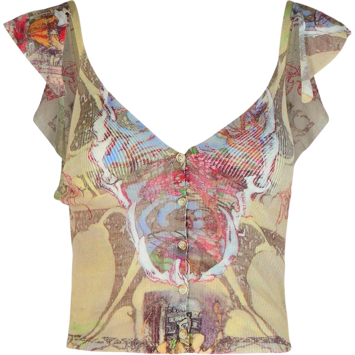 

Женский топ Fiore Medieval с принтом и рюшами на плечах DIESEL, мультиколор