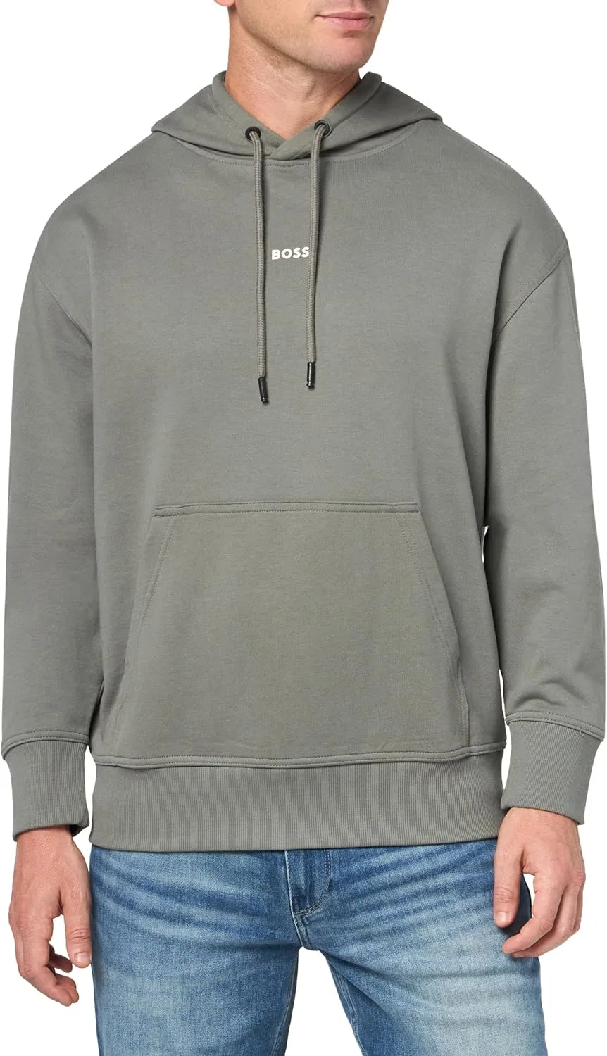 Худи с капюшоном BOSS, French Terry, цвет Fossil Grey