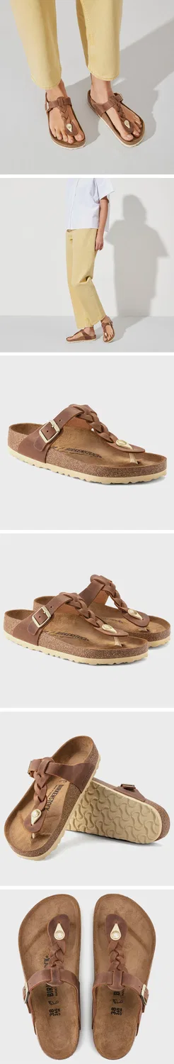 Мужские сандалии Gizeh Braided Oiled Leather Cognac Regular от Birkenstock — фото 3