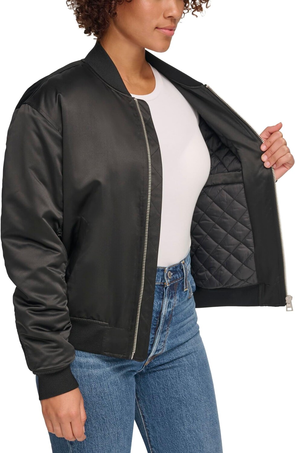 Куртка Levi's Fashion Bomber with Ruching on Sleeves, черный — фото 3